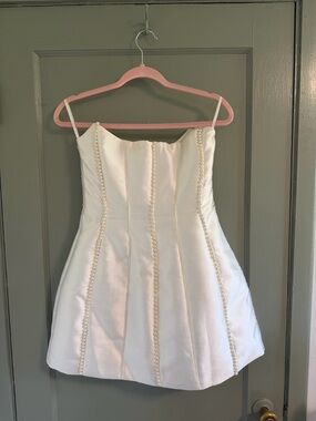 Eliya The Label Kayla Dress - White Pearl-Trim Mini Dress